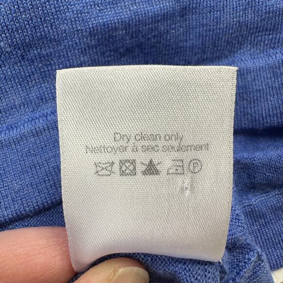 Veronica Beard Sweater Top Women Large Blue White Roscoe Merino Wool Mixed Media - Picture 7 of 9